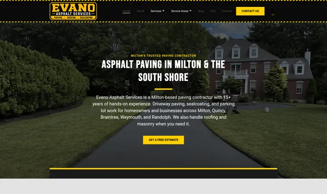 Evano Asphalt Services website screenshot